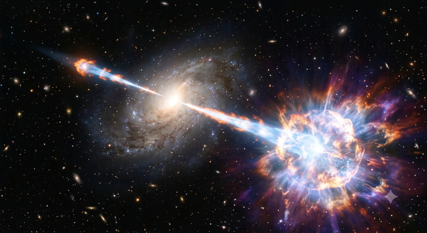 Rappresentazione ipotetica di un lampo di raggi gamma