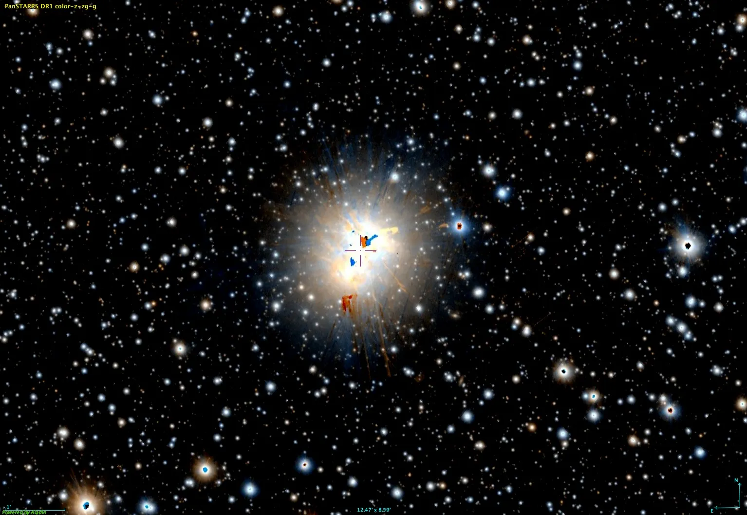 La luminosa stella al centro dell’immagine è 61 Cygni, la prima di cui sia stata misurata la parallasse.
