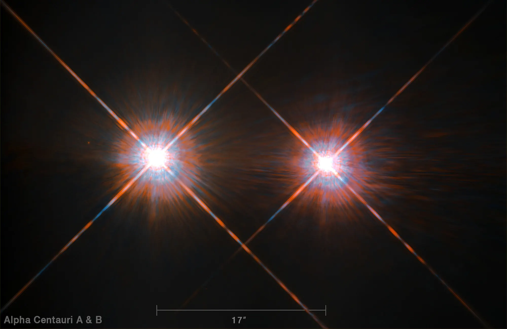 Alfa Centauri A e B riprese dal telescopio spaziale Hubble.