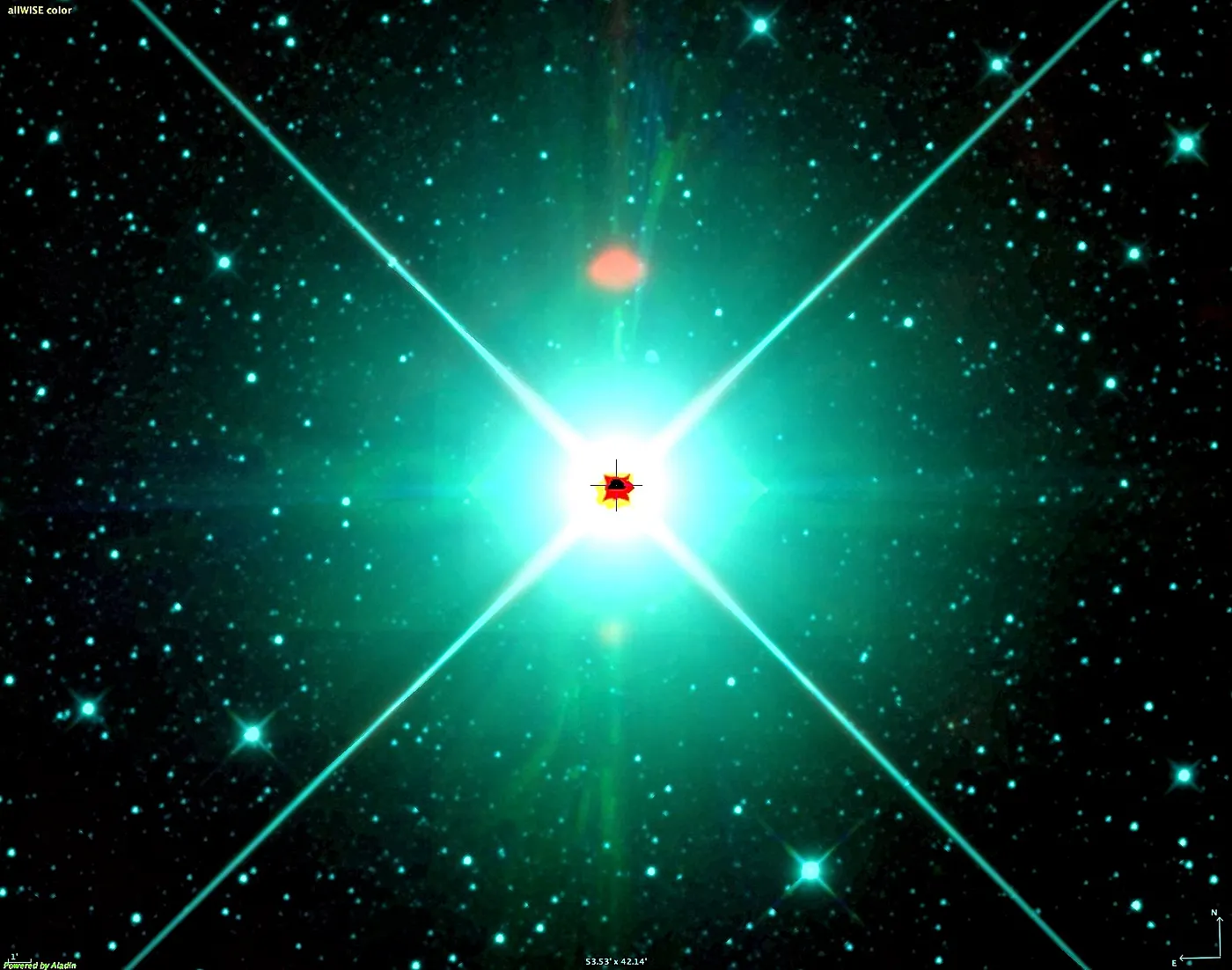 Betelgeuse ripresa nell’infrarosso dal telescopio spaziale WISE della NASA.