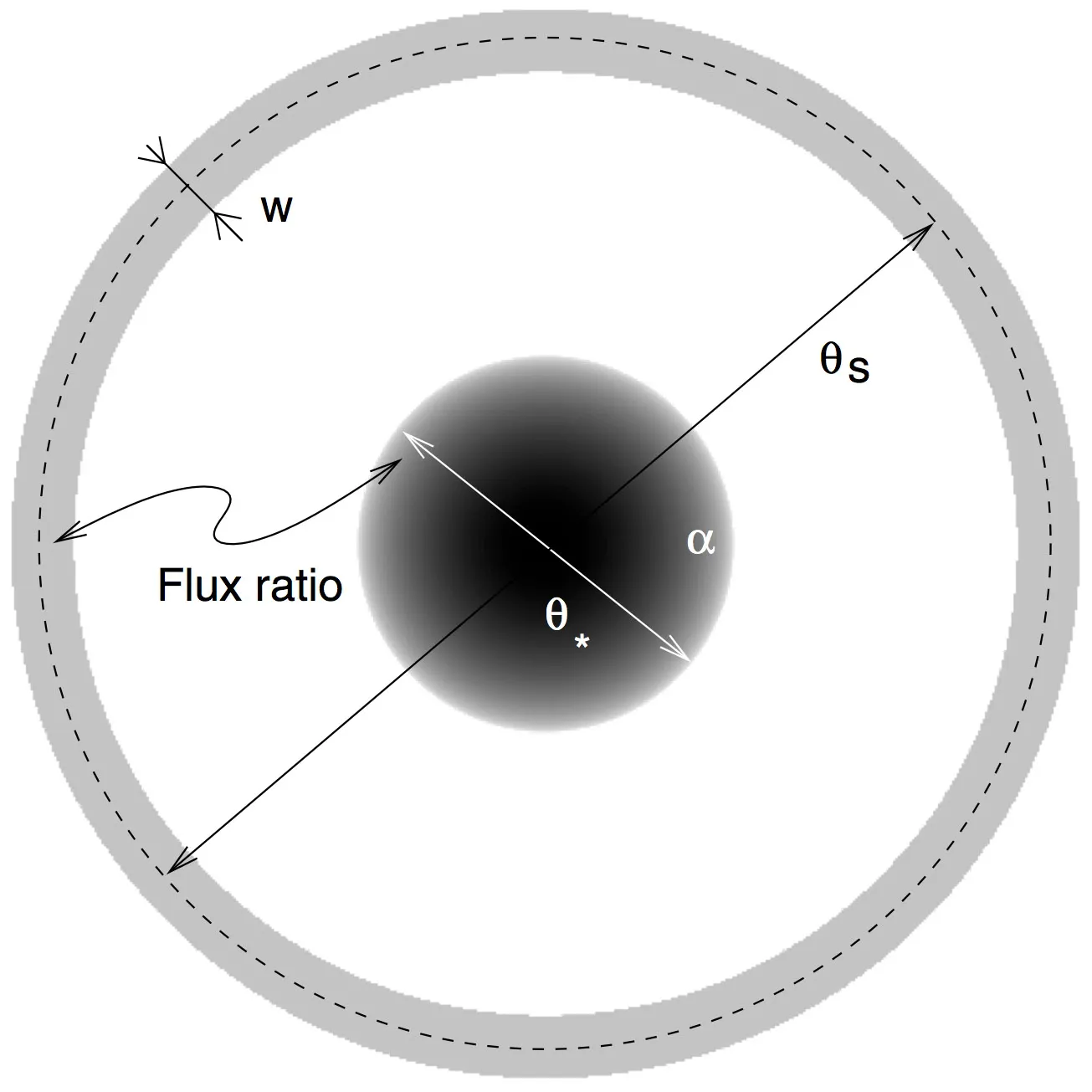 Schema dell’involucro circumstellare ipotizzato intorno a Polaris.