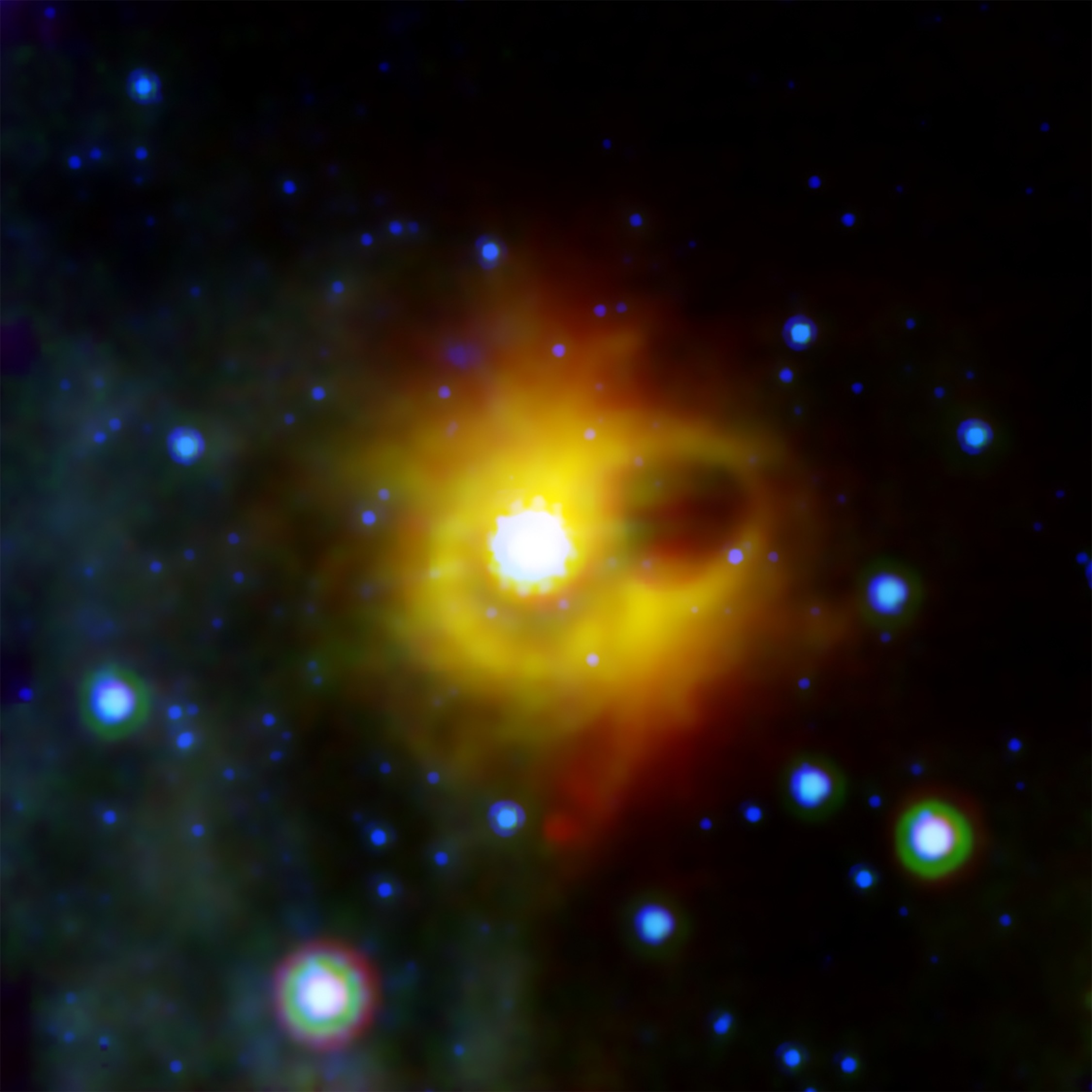 Quest'immagine, pubblicata nel 2008, fu acquisita nell'infrarosso dal telescopio spaziale Spitzer. Mostra un anello 'spettrale' di polvere interstellare, che si estende per sette anni luce attorno alla posizione di SGR 1900+14. La magnetar, che si trova esattamente al centro dell'immagine, non è visibile, perché non rilevabile nella luce infrarossa a cui era sensibile Spitzer.
